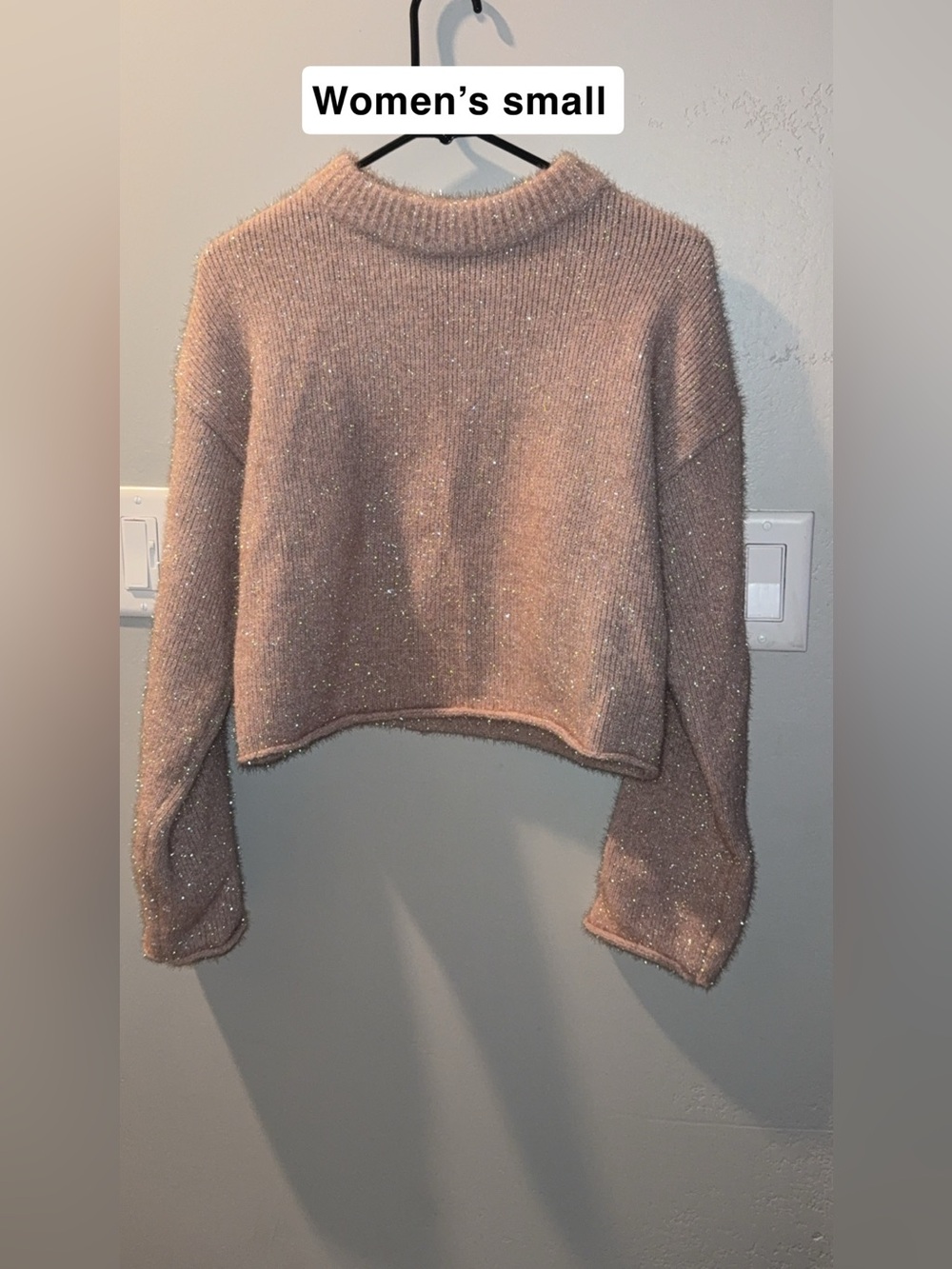 Sparkle Knit Cropped Sweater - Blush Pink